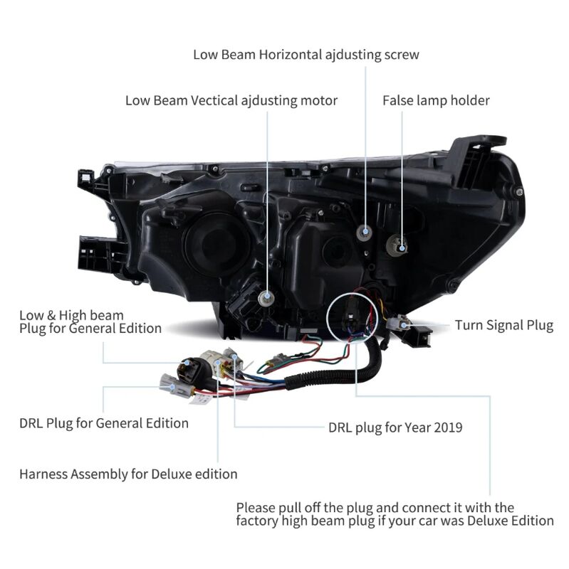 Black LED Projector Headlights Dynamic Indicators Fit For Toyota Hilux Revo 2015-2020 HL-TA073LS - Machter