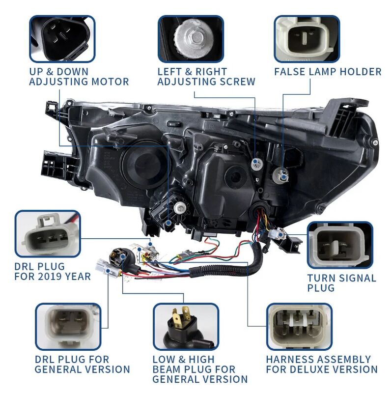 Black LED Projector Headlights Dynamic Indicators Fit For Toyota Hilux Revo 2015-2020 HL-TA073LS - Machter