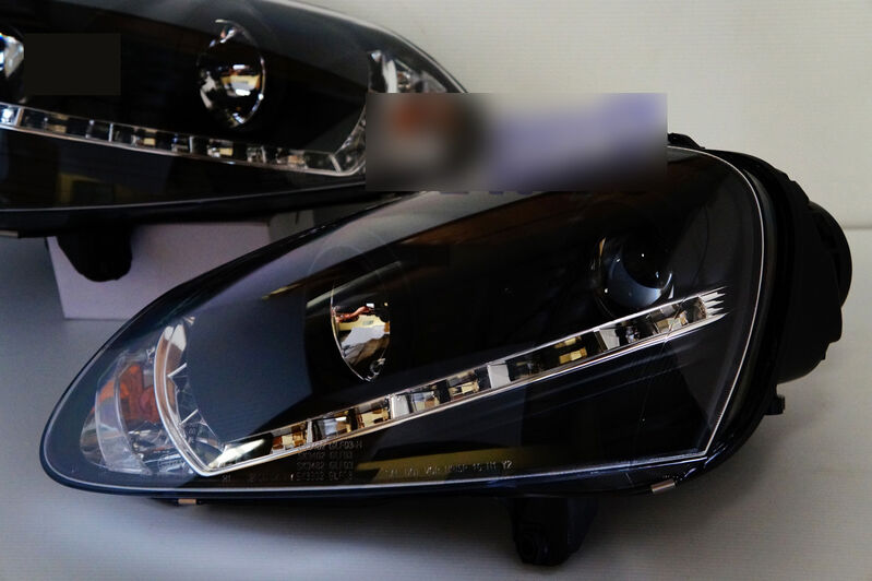Black LED DRL Projector Headlights Fit For VW Golf V TDI GTI 2003-2008 HL-VW022LS - Machter