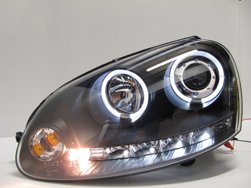Black LED DRL Angel Eyes Projector Head Lights Fit For VW Golf V TDI GTI 2003-2008 HL-VW023LS - Machter