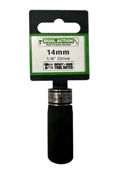 14mm 1/4" Drive Socket 6-Point Deep - Dual Action