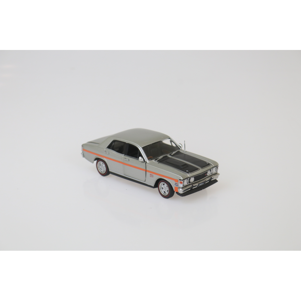 Ford Falcon XW GTHO Silver Fox with Orange Stripes Diecast Model Car 1:32 Scale (Approx. 14–15cm) Collectible