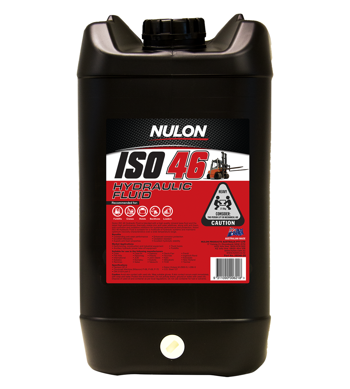 ISO 46 Hydraulic Fluid - Nulon 20L