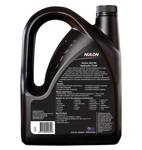 ISO 68 Hydraulic Fluid - Nulon