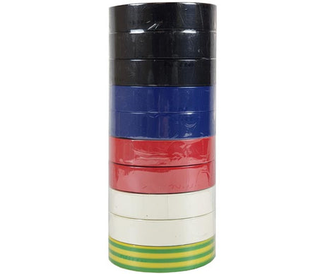 PVC Electrical Tape 18mm x 20m Mixed Colour 10 Pack - NITTO