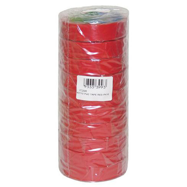 PVC Electrical Tape 18mm x 20m Red 10 Pack - NITTO