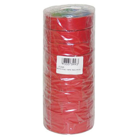 PVC Electrical Tape 18mm x 20m Red 10 Pack - NITTO