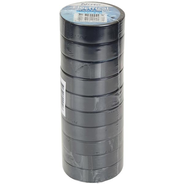 PVC Electrical Tape 18mm x 10m Black 10 Rolls - NITTO