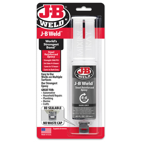 Steel Reinforced Epoxy Syringe 25ml Strong, Lasting Repairs - J-B Weld