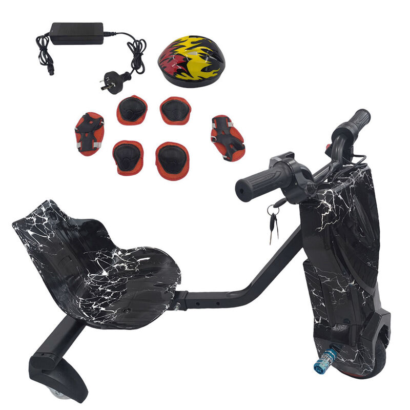 Electric Drift Go Kart for Kids 3 Wheel Ride On Trike with Bluetooth & 350W Black-Lightning KART-01FS - Machter
