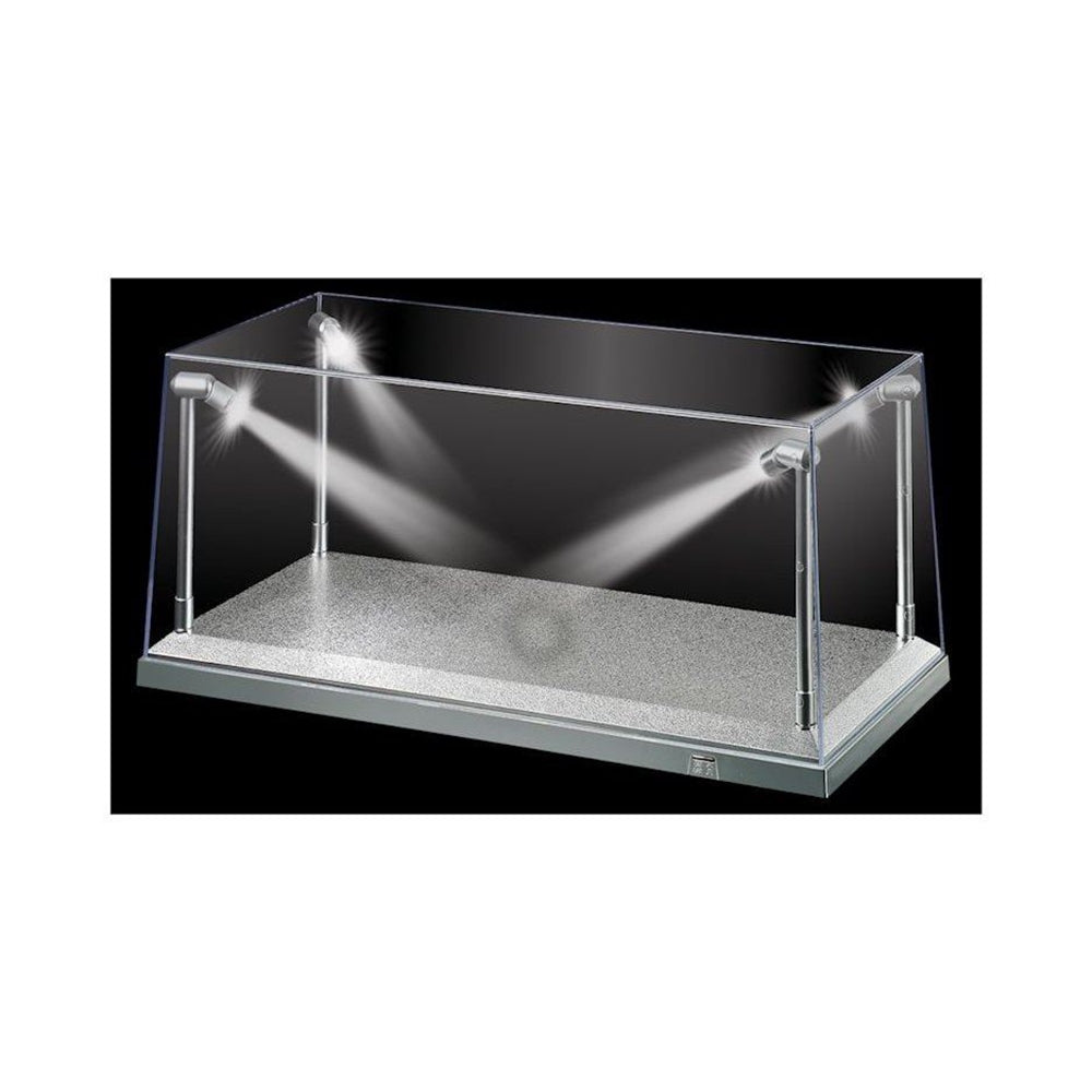 Silver LED Model Car Display Case for 1:18 Scale (35.5cm) Collectible - Diecast Models