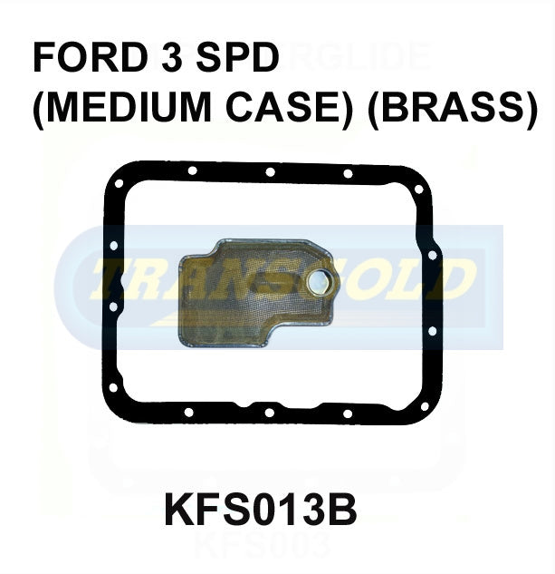 Transmission Filter Kit Fits Ford 3 Speed (Medium Case) (Brass) Gfs13B KFS013B - Transgold | Universal Auto Spares