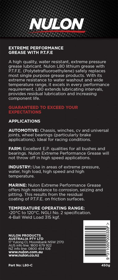 Xtreme Performance Grease with PTFE - Nulon
