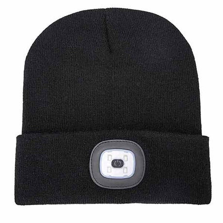 Led USB Beanie Black Knit - HARD UNIT Black