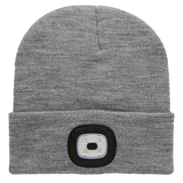 Led USB Beanie Black Knit - HARD UNIT Grey