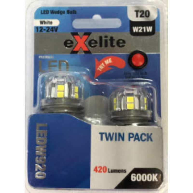 Led Globes 6000k (2PC) Wedge T20 10-30V 21W LEDW920 - Exelite