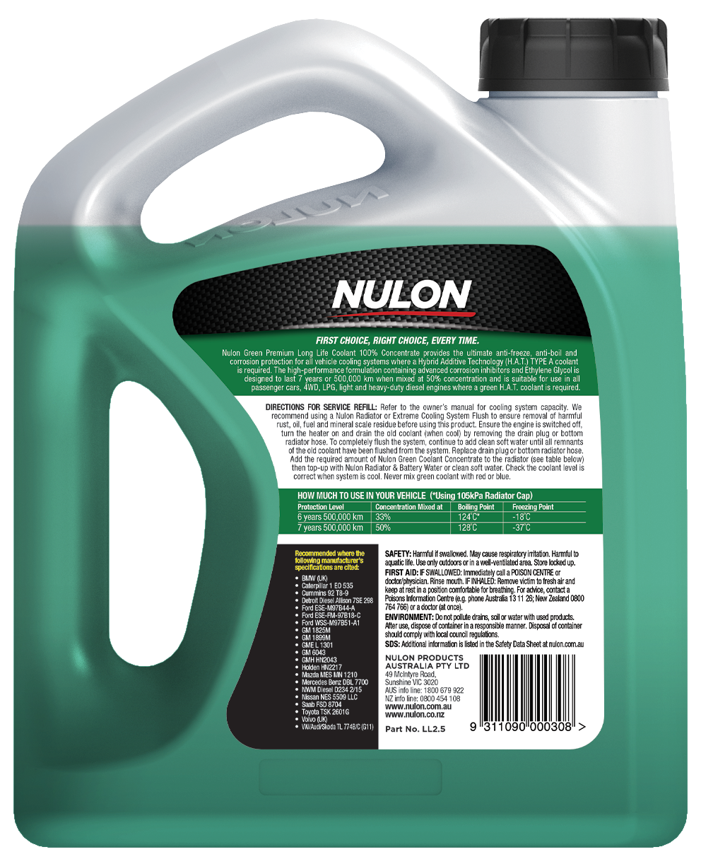 Green Premium Long Life Coolant 100% Concentrate - Nulon