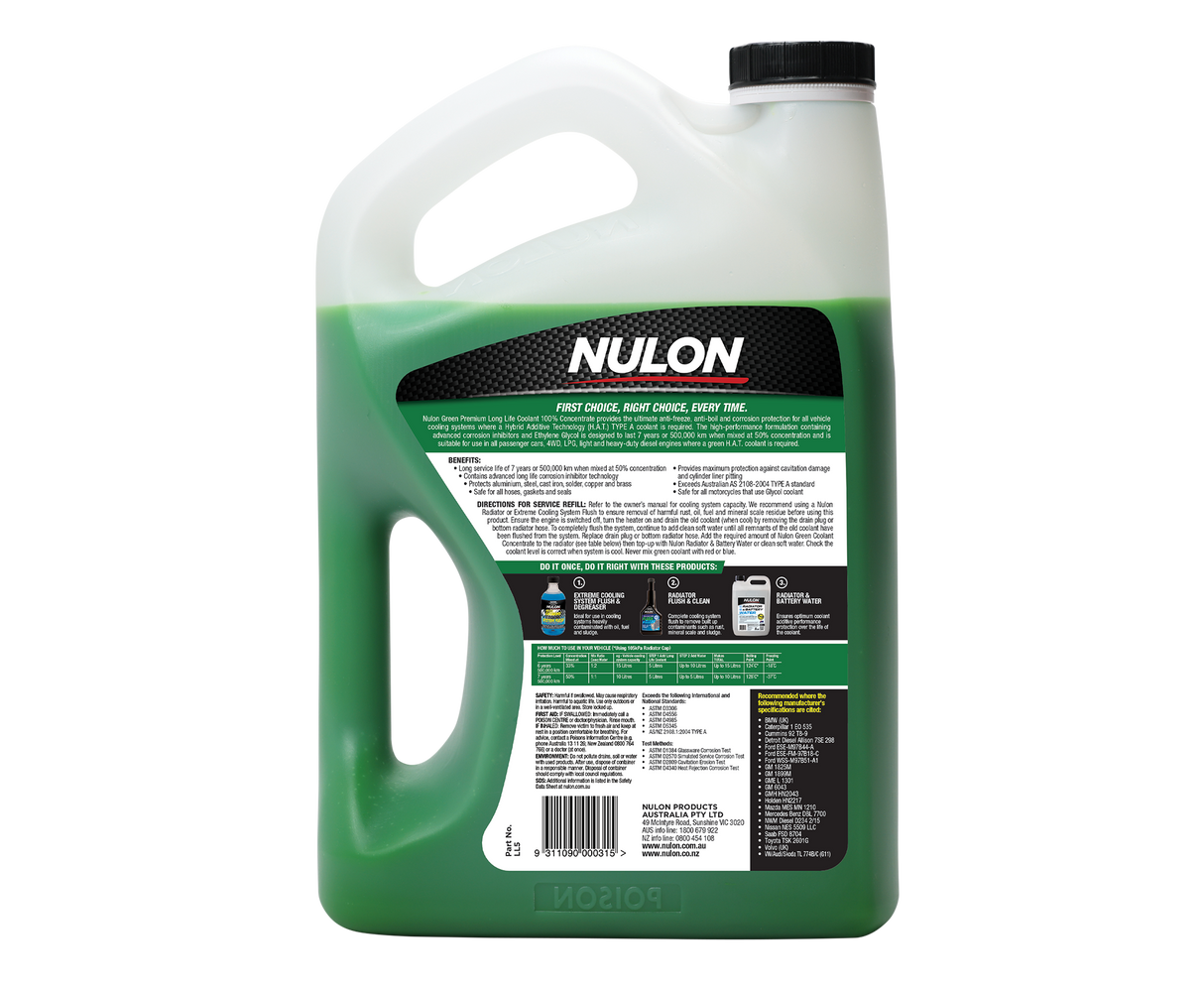 Green Premium Long Life Coolant 100% Concentrate - Nulon