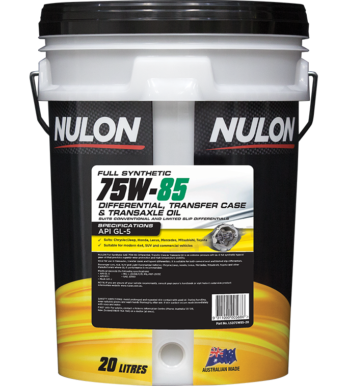 Full Synthetic 75W-85 Differential Transfer Case & Transaxle Oil - Nulon 20L