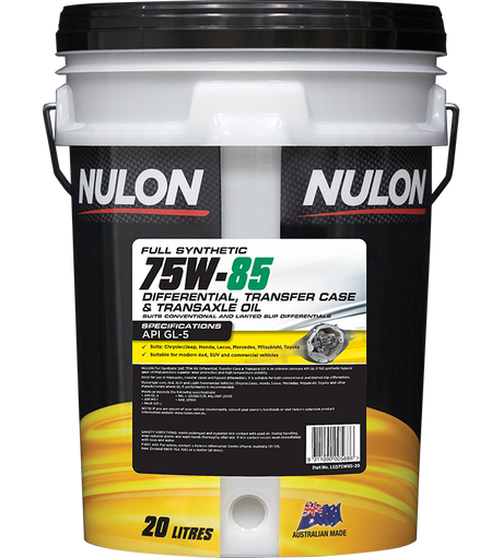 Full Synthetic 75W-85 Differential Transfer Case & Transaxle Oil - Nulon 20L