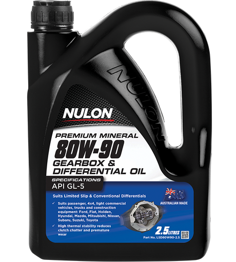 Premium Mineral 80W-90 Gearbox & Differential Oil - Nulon 2.5L