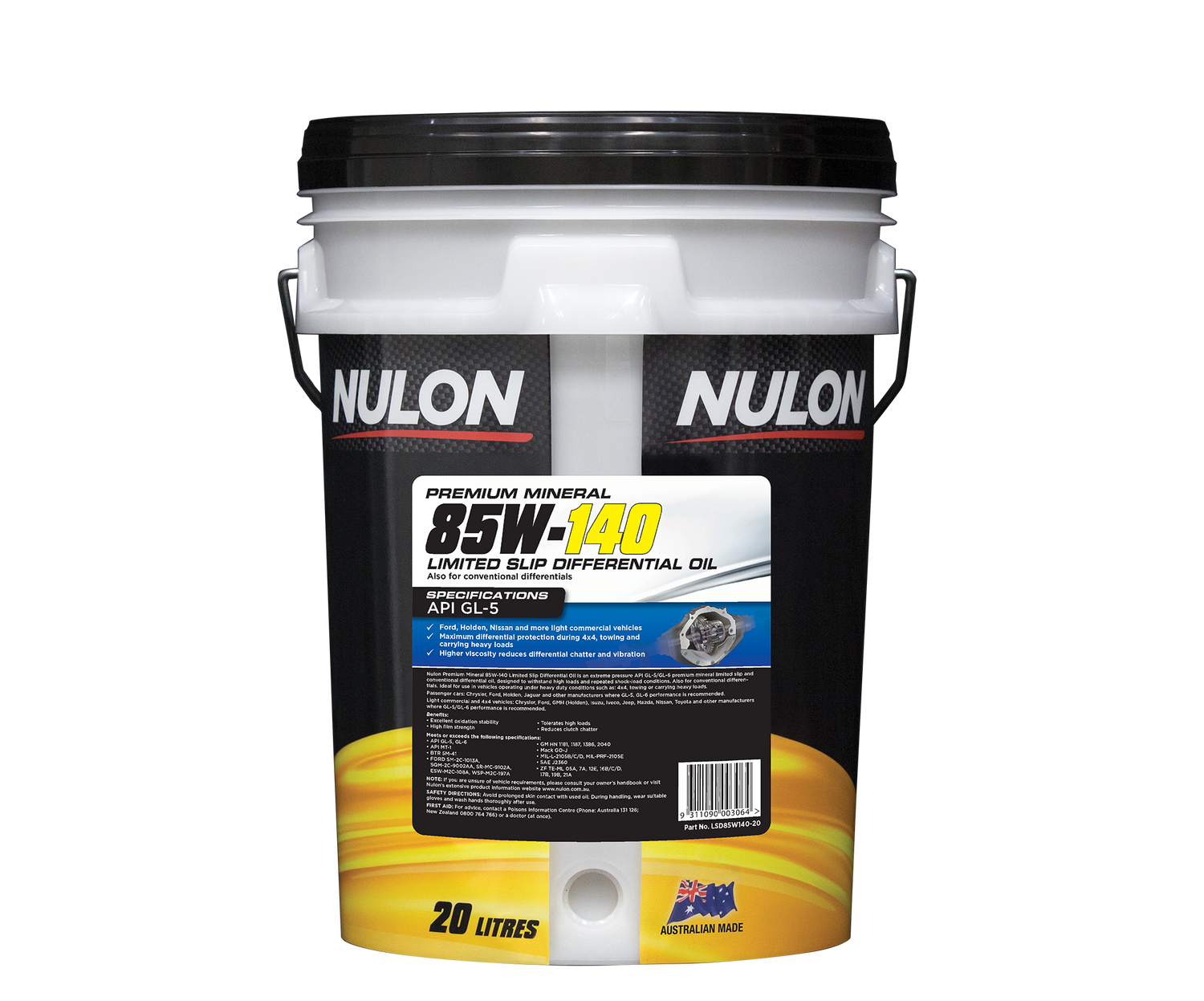 Premium Mineral 85W-140 Limited Slip Differential Oil - Nulon 20L