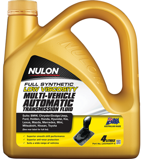 Full Synthetic Multi-Vehicle Automatic Transmission Fluid - Nulon 4L