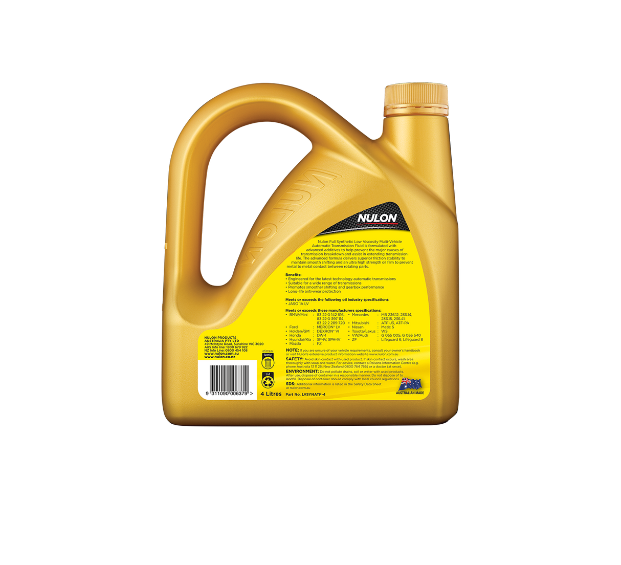 Full Synthetic Multi-Vehicle Automatic Transmission Fluid - Nulon