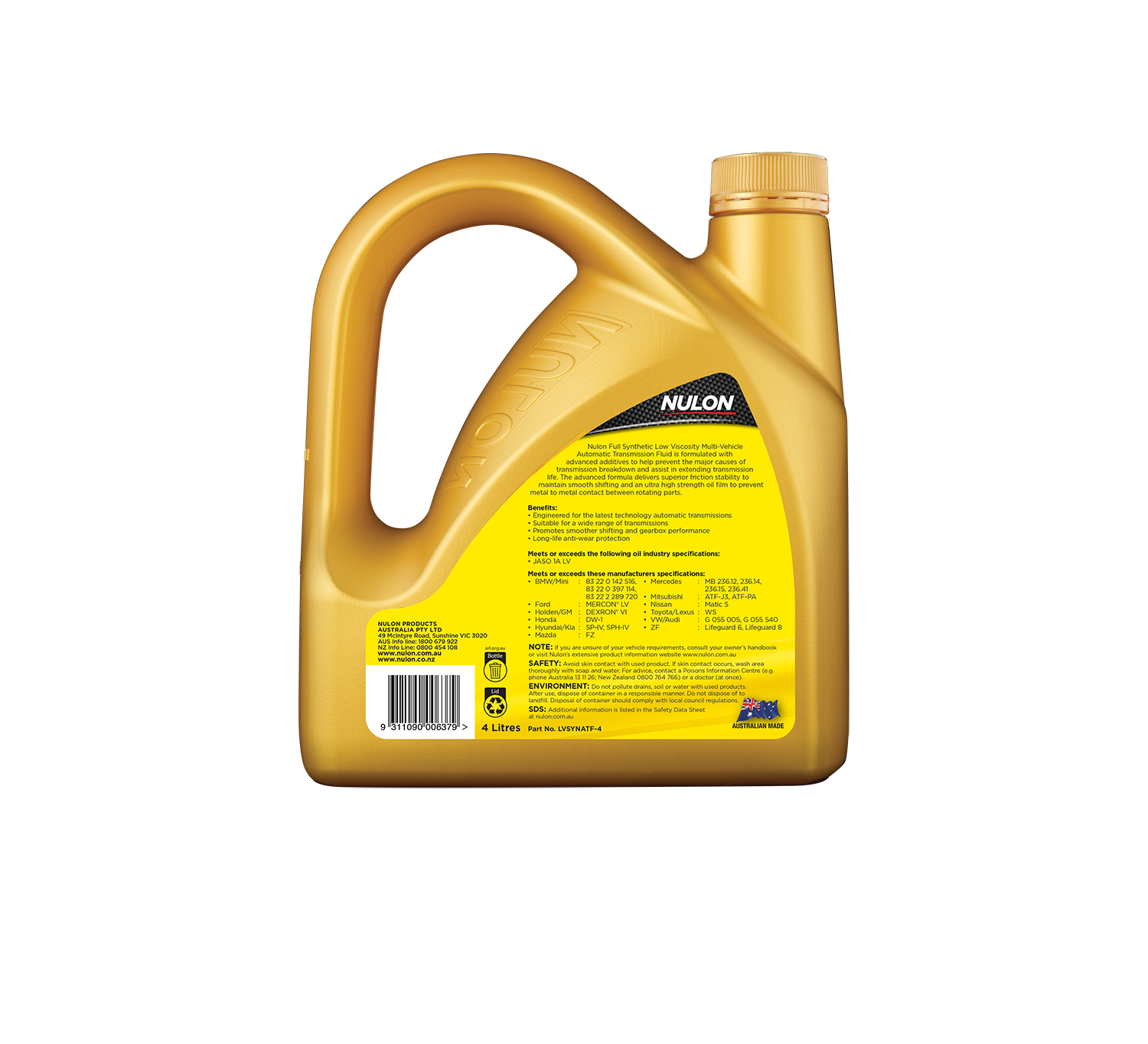 Full Synthetic Multi-Vehicle Automatic Transmission Fluid - Nulon