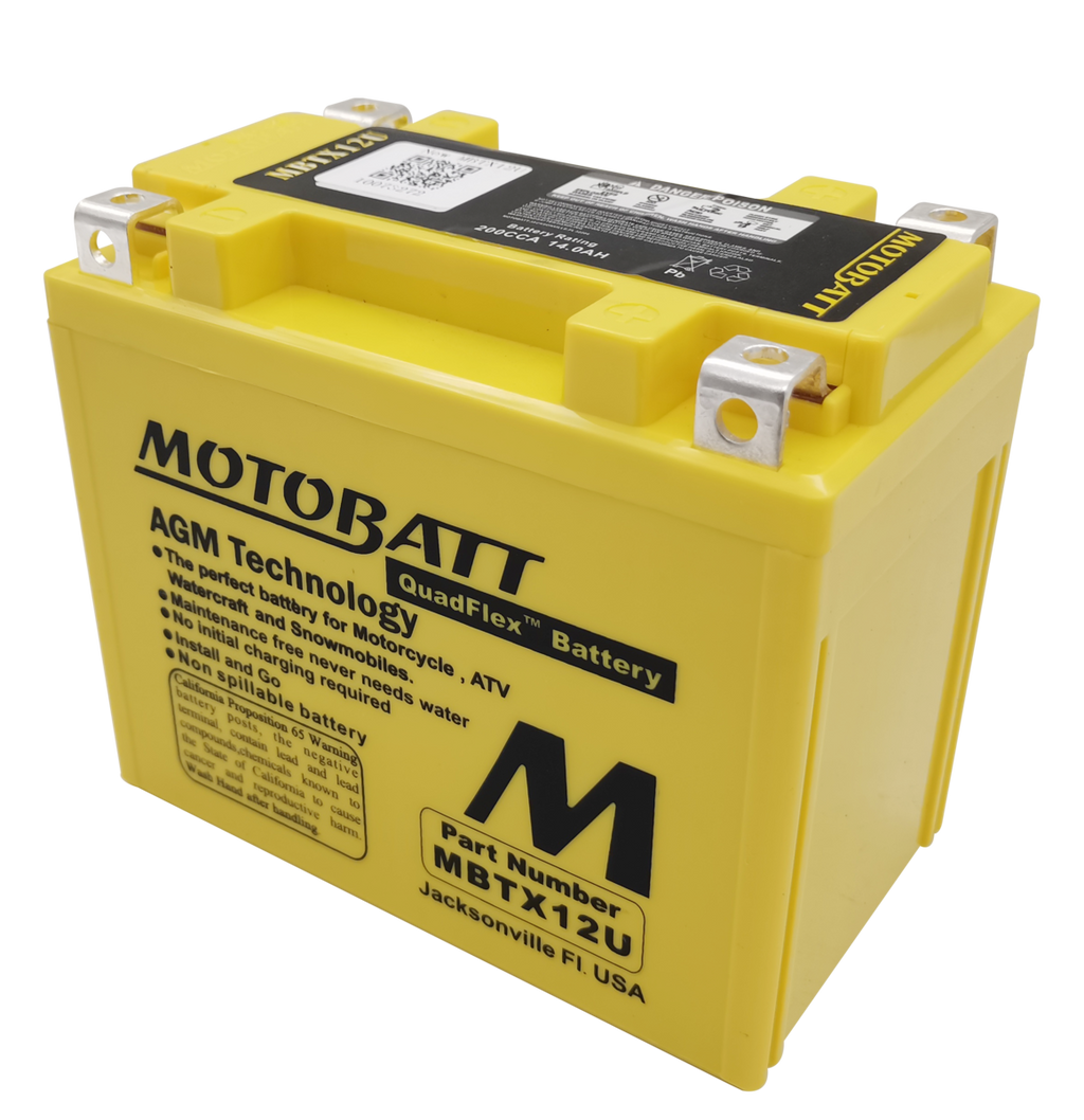 Motorcycle Battery AGM Drycell 12V 210CCA Quadflex Technology MBTX12U - Motobatt