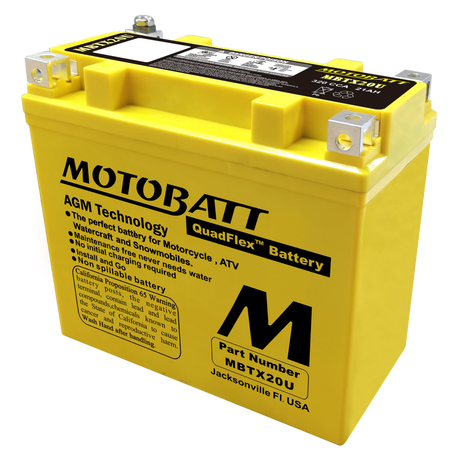 Motorcycle Battery AGM Drycell 12V 320CCA Quadflex Technology MBTX20U - Motobatt