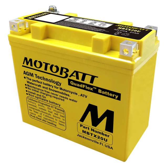 Motorcycle Battery AGM Drycell 12V 320CCA Quadflex Technology MBTX20U - Motobatt