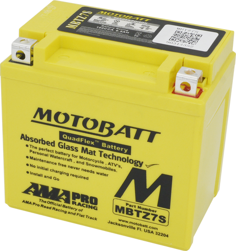 Motorcycle Battery AGM Drycell 12V 100CCA Quadflex Technology MBTZ7S - Motobatt