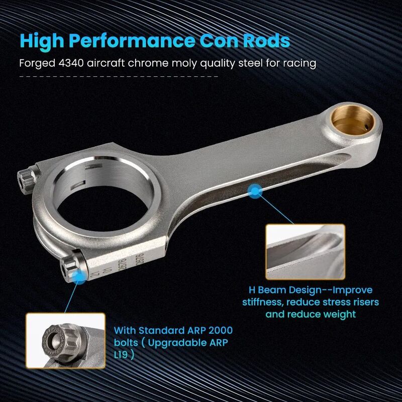 MAX PEEDING RODS 4x Connecting Rod Rods And Bolts Fit For Honda Acura K24A1 K24A2 K24A4 K24A8 2.4L 152mm MPR-CR-HD001 - Machter
