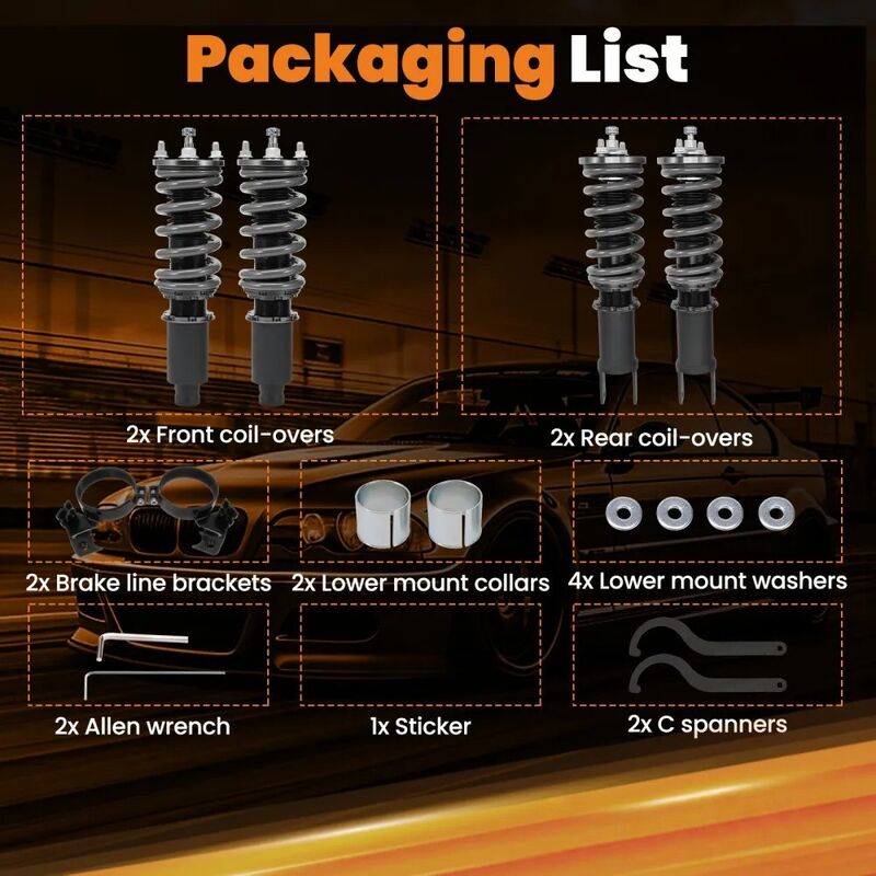 MAX PEEDING RODS 24 Levels Adjustable Coilover Fit For Honda Civic EC ED EE EF Lowering Kit 1988-1991 MPR-SA-HD001 - Machter