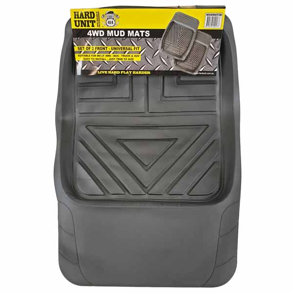 Mud Mat 2 Piece Front Only Black Universal Fit - HARD UNIT
