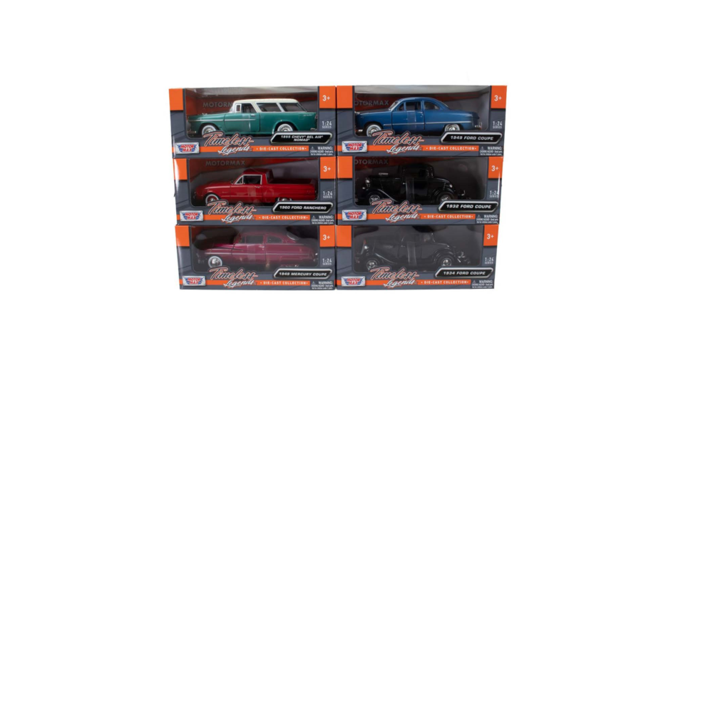 Motormax American Classics Assorted Model Cars 12-Piece Carton 1:24 Scale Collectible