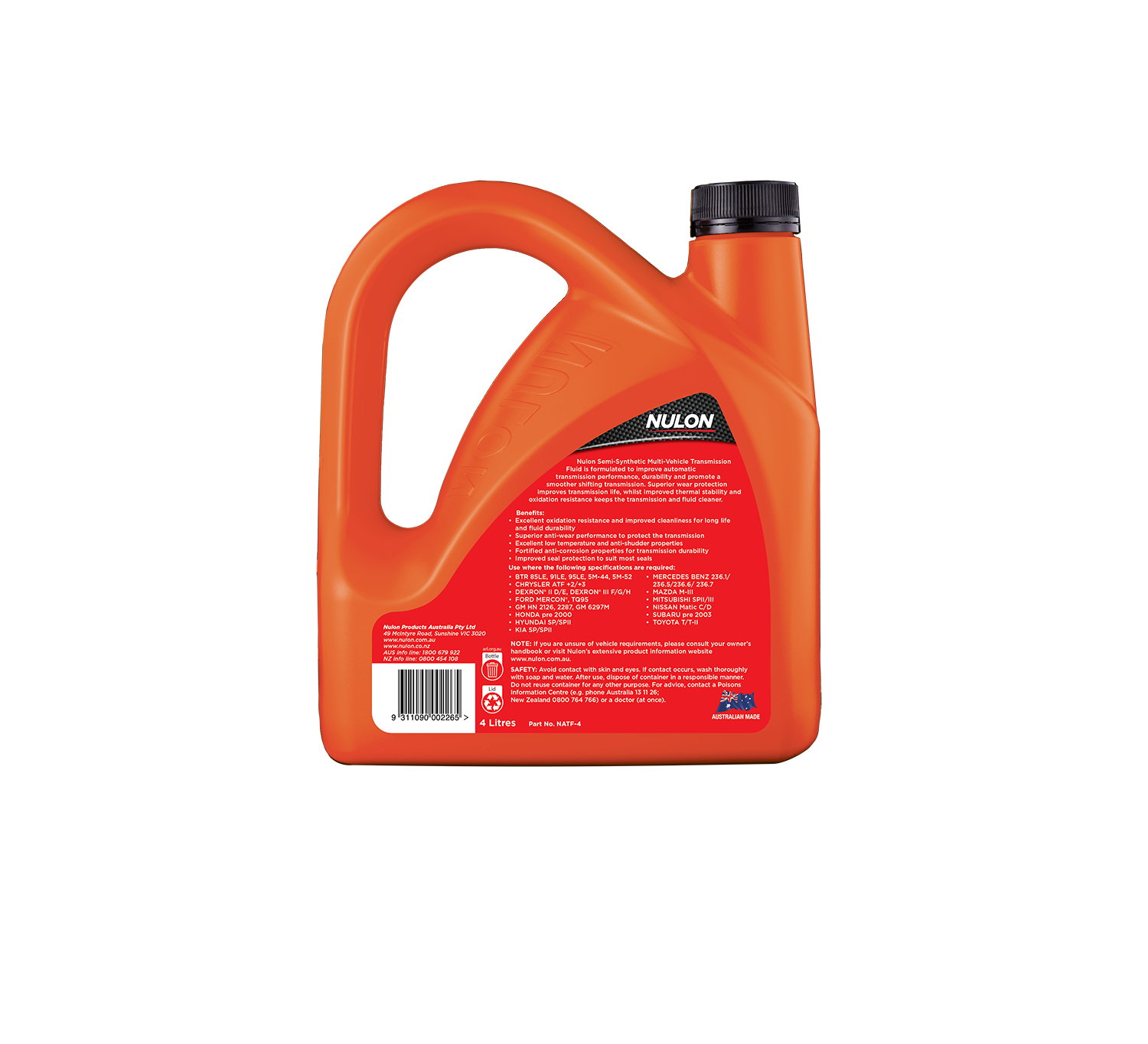 Semi Synthetic Multi-Vehicle Automatic Transmission Fluid - Nulon