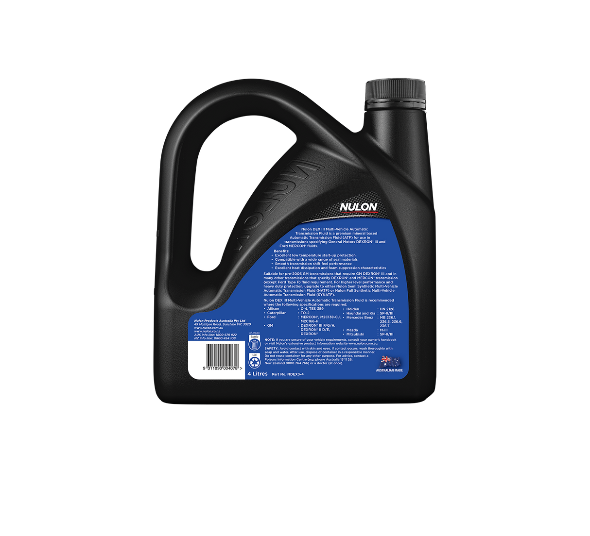 Premium Mineral Automatic Transmission Fluid - Nulon