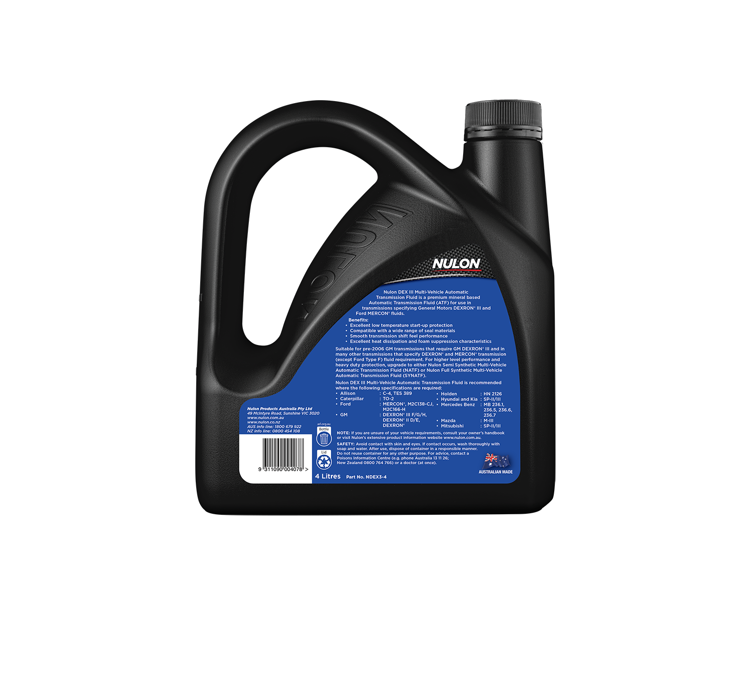 Premium Mineral Automatic Transmission Fluid - Nulon