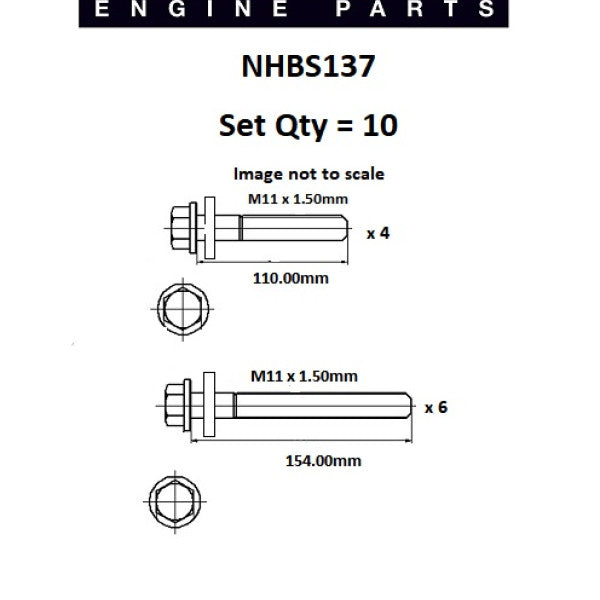 Head Bolt Set CHRYSLER PT CRUISER 16v DOHC NHBS137 - FAI