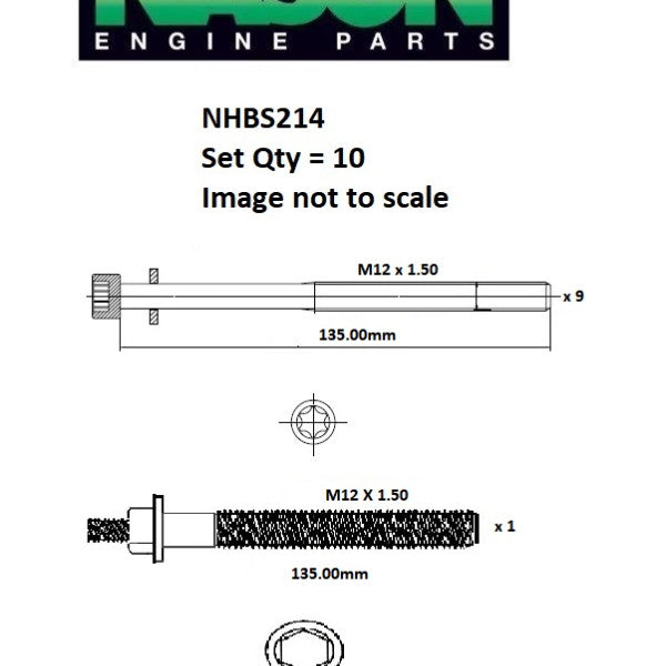 Head Bolt Set HOLDEN C22NE C24SE Y24SE NHBS214 - NASON