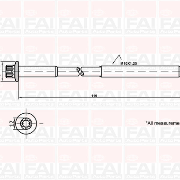 Head Bolt Set FIAT 169A 199B NHBS586 - FAI