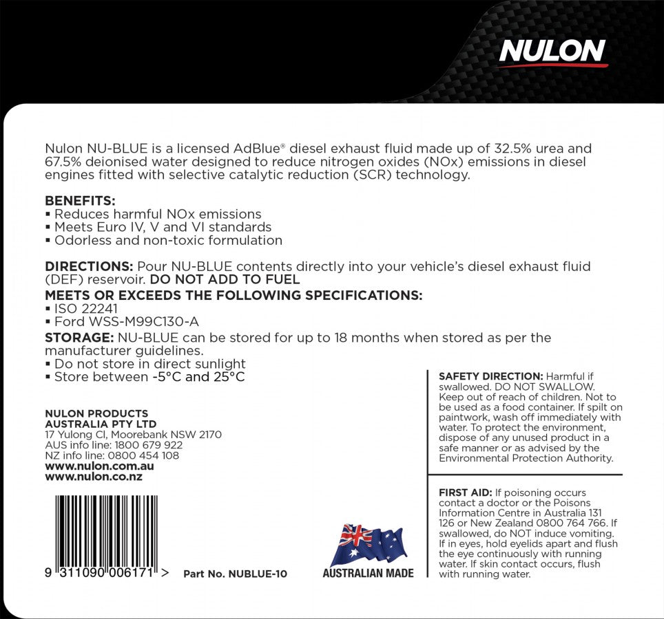 NU-BLUE Diesel Exhaust Fluid - Nulon