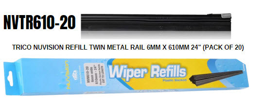 Nuvision Refill Twin Metal Rail 6MM X 610MM 24" (Pack OF 20) NVTR610-20 - Trico | Universal Auto Spares