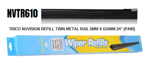Nuvision Refill Twin Metal Rail 6MM X 610MM 24" (Pair) NVTR610 - Trico | Universal Auto Spares