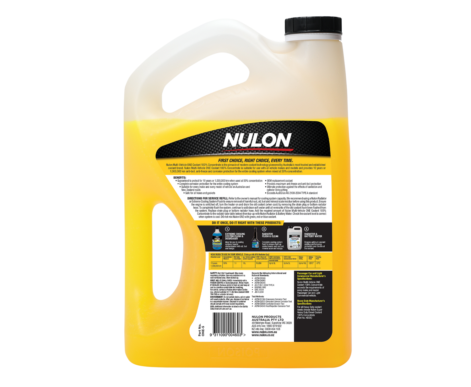 Multi-Vehicle ONE Coolant 100% Concentrate 5L - Nulon