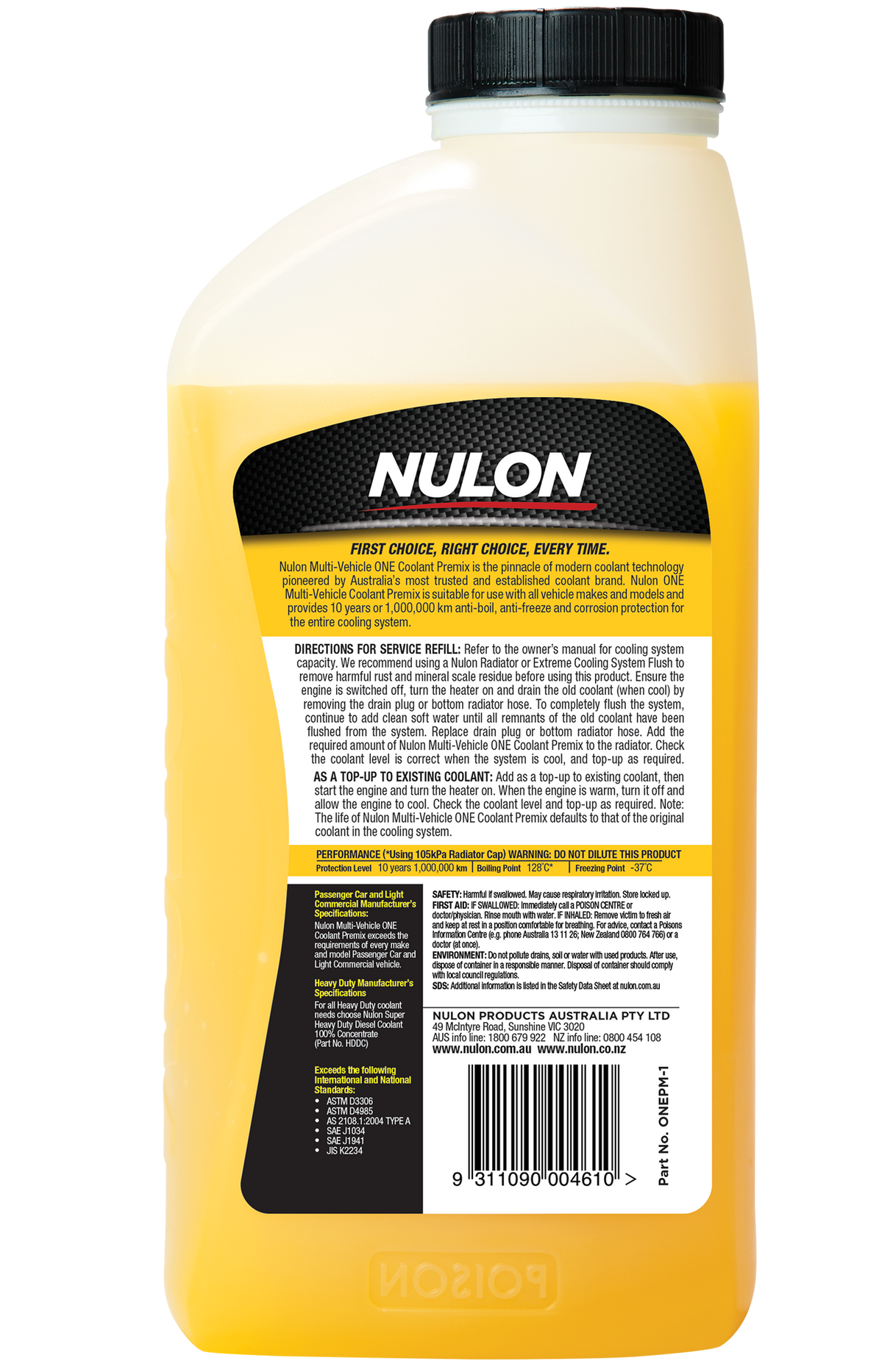 Multi-Vehicle ONE Coolant Premix 1L - Nulon