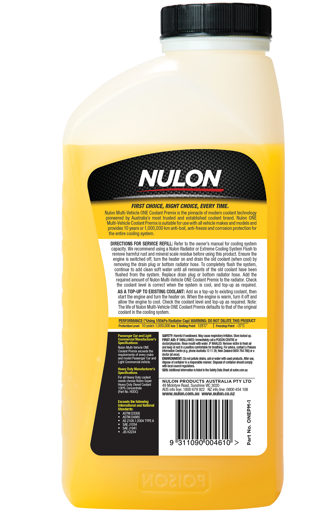 Multi-Vehicle ONE Coolant Premix 1L - Nulon