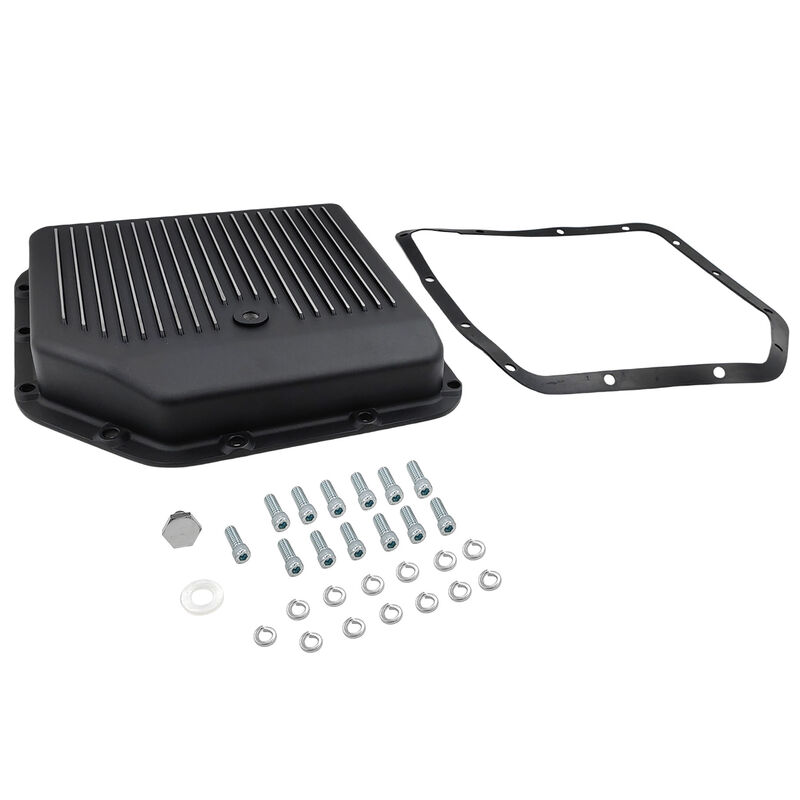 Automatic Transmission Oil Pan Aluminum Finned Black GM Turbo TH350 Extra Capacity - Machter
